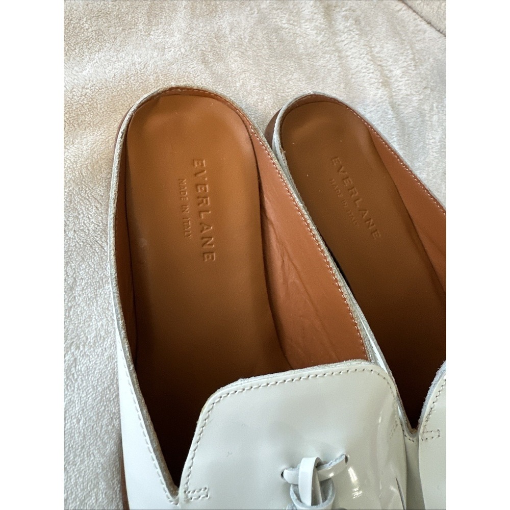 Everlane Womens Sz 8.5 White The Modern‎ Tassel Loafer Mule Leather Slip On - Picture 3 of 10